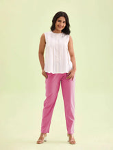 Liva Certified Light Pink Rayon Slub Lycra Stretchable Cigar Pant with Side Pocket
