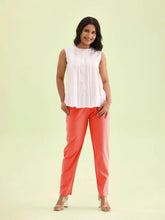 Liva Certified Salmon Rayon Slub Lycra Stretchable Cigar Pant with Side Pocket