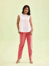 Liva Certified Pale Violet Red Rayon Slub Lycra Stretchable Cigar Pant with Side Pocket