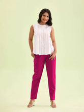 Liva Certified Pink Rayon Slub Lycra Stretchable Cigar Pant with Side Pocket