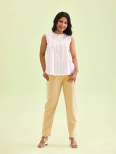 Liva Certified Khaki Rayon Slub Lycra Stretchable Cigar Pant with Side Pocket