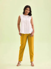 Liva Certified Orange Rayon Slub Lycra Stretchable Cigar Pant with Side Pocket