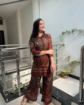 Printed Asymmetric Top With Palazzo Set