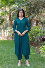 Clothji Modal Designer Co-ord Set With V-Neckline