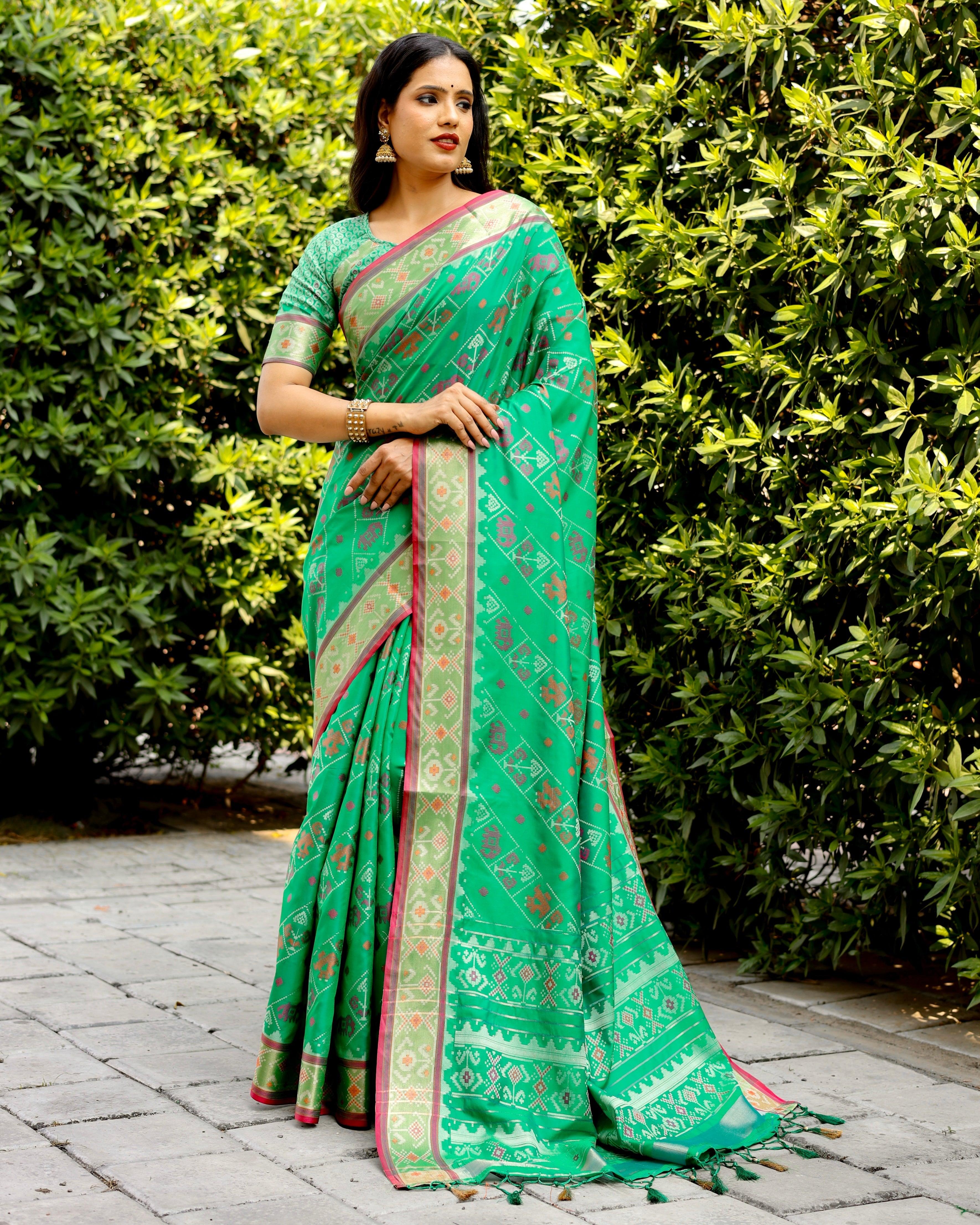 Zari Green Patola Silk Classic Saree