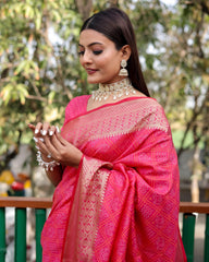 Hot Pink Woven Patola Silk Saree