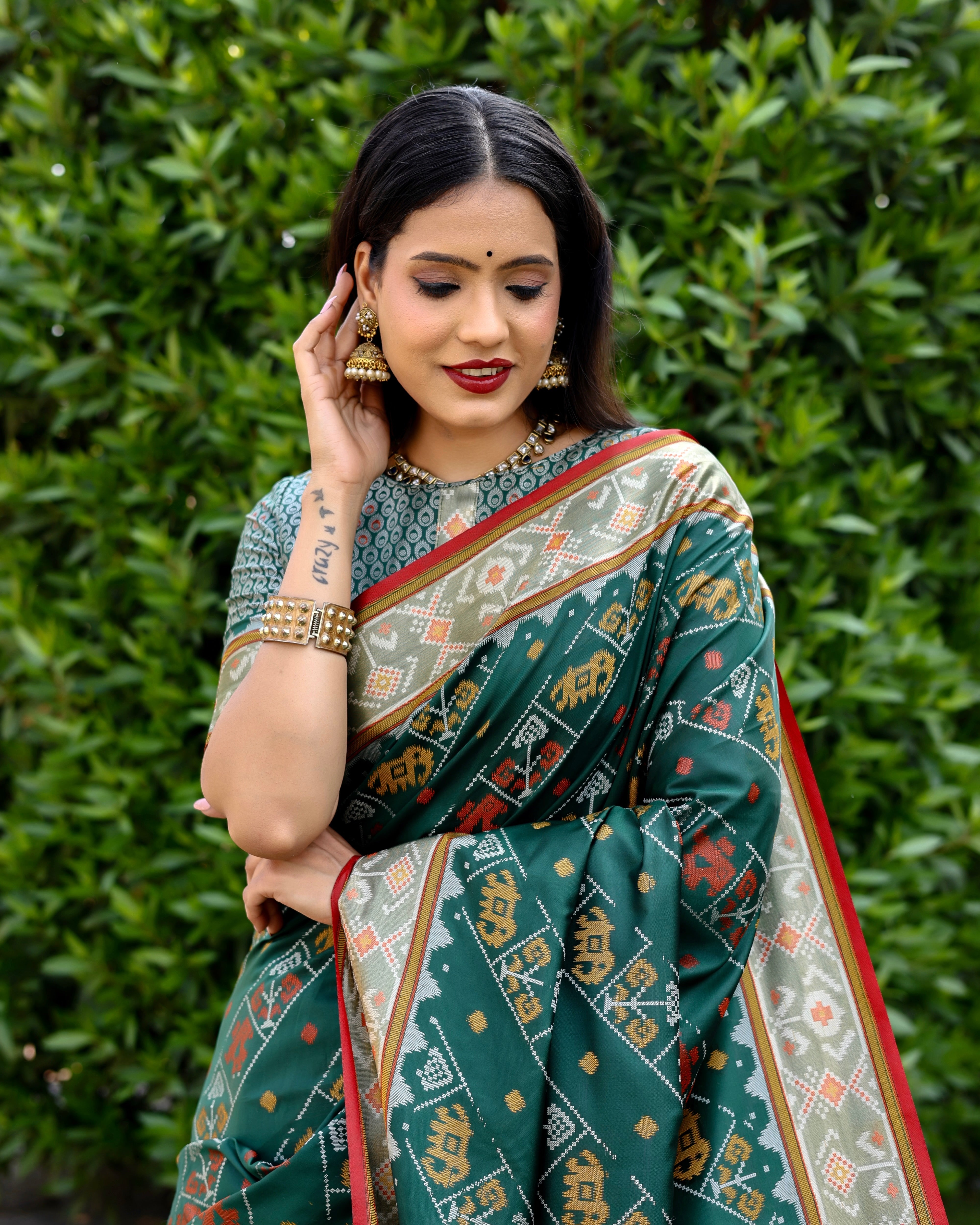 Patola Silk Green Weaving Classic Saree