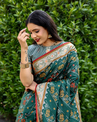Patola Silk Green Weaving Classic Saree