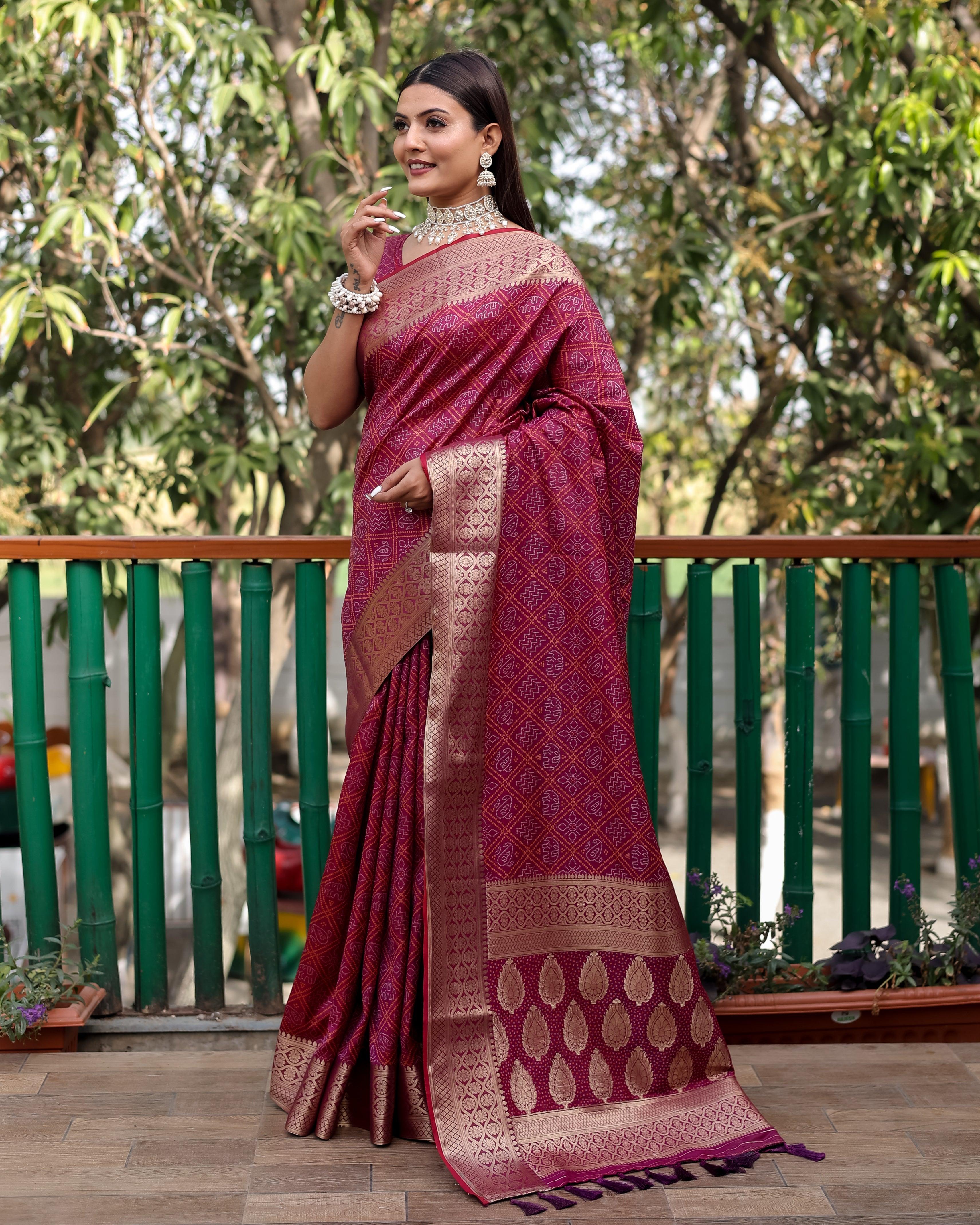 Magenta color soft cotton silk saree with zari weaving work