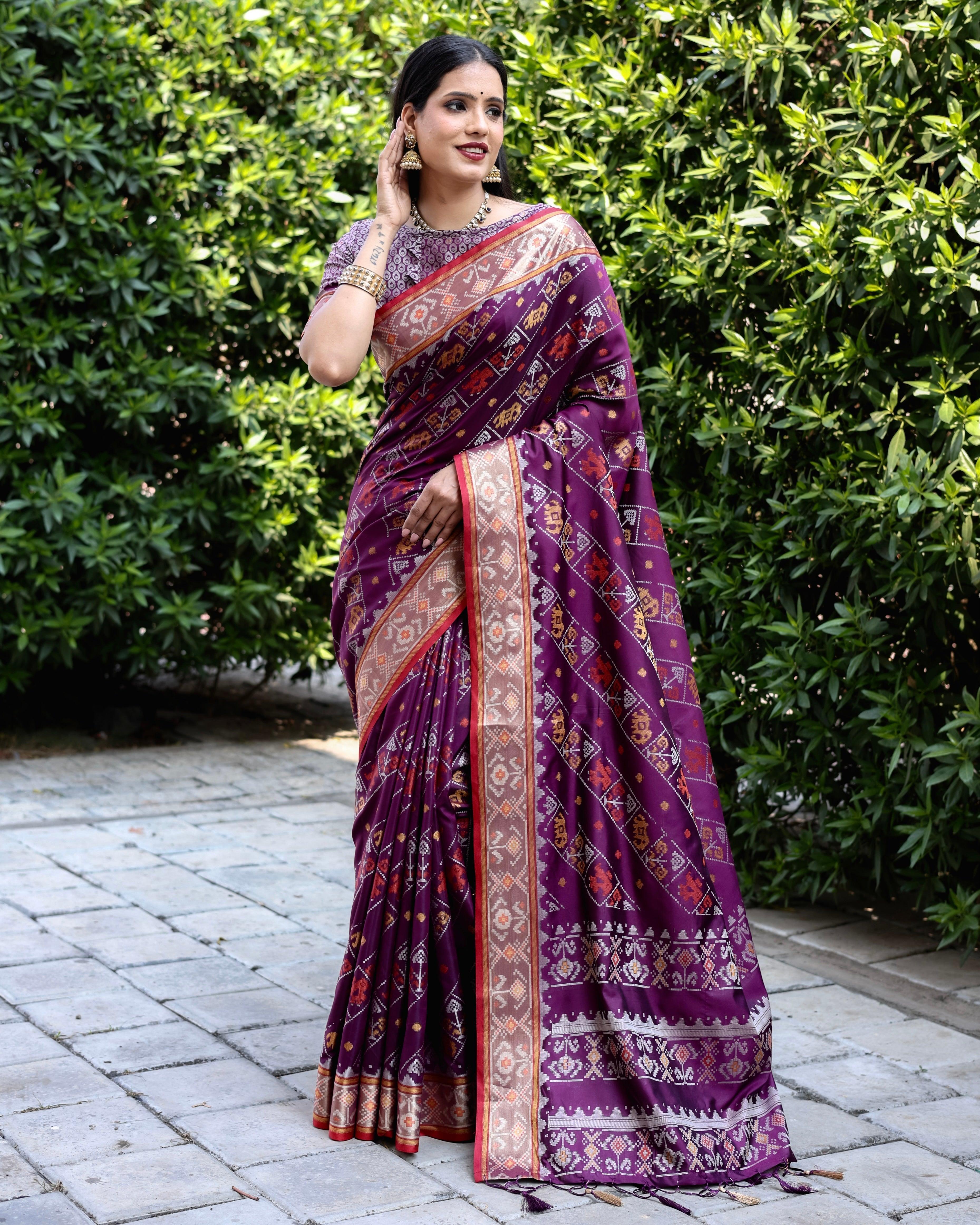 Purple Reception Patola Silk Trendy Saree