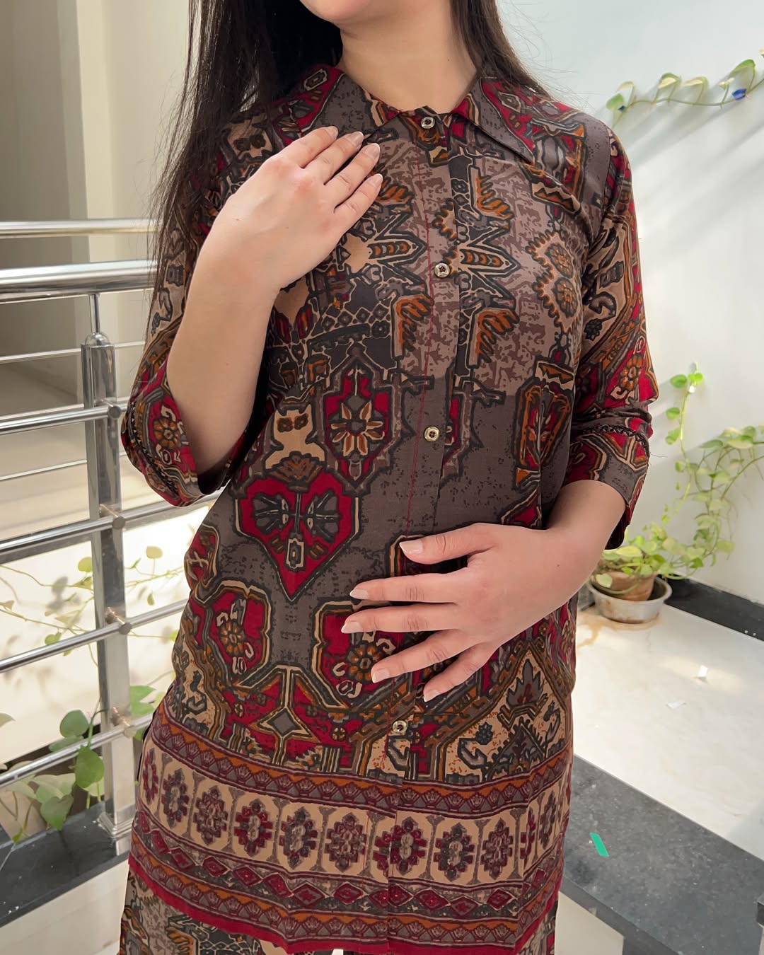 Printed Asymmetric Top With Palazzo Set