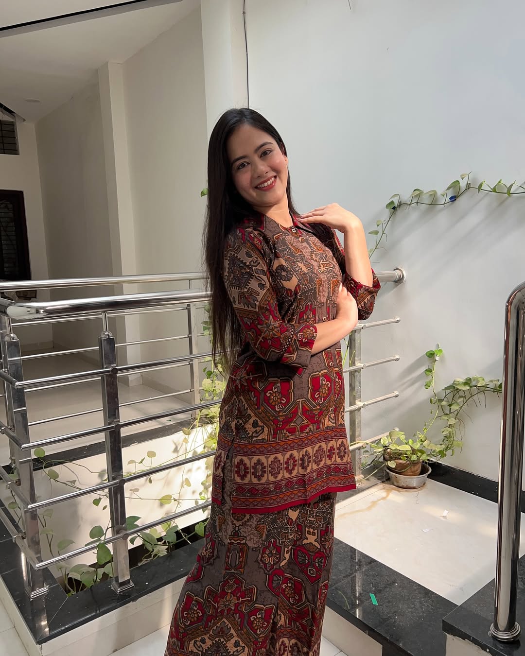 Printed Asymmetric Top With Palazzo Set