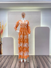 Orange Designer Full Flair Top With plazzo