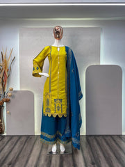 Designer Hand Work Silk Suit With plazzo Set