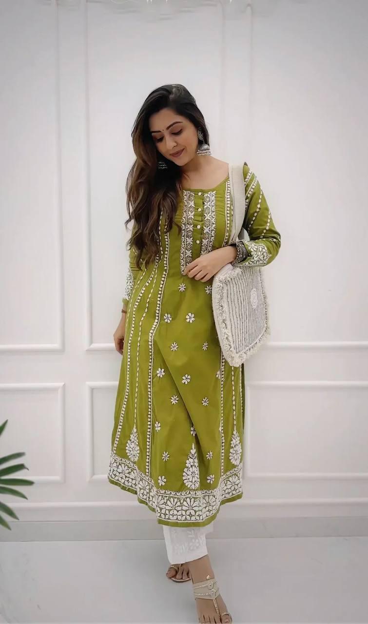 Green Flair Kurta With Plazzo Set